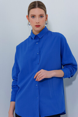 3900 Oversize Uzun Basic Gömlek - B.Mavi 