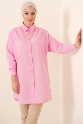 5845 Tesettür Tunik - Pembe 